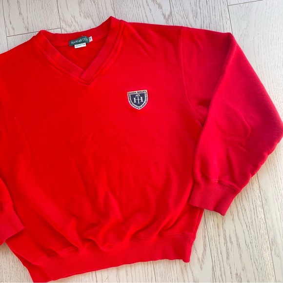 Vintage 90s Hang Ten 100% Pure Cotton Embroidered Logo Crewneck Red Sweatshirt - Picture 2 of 15